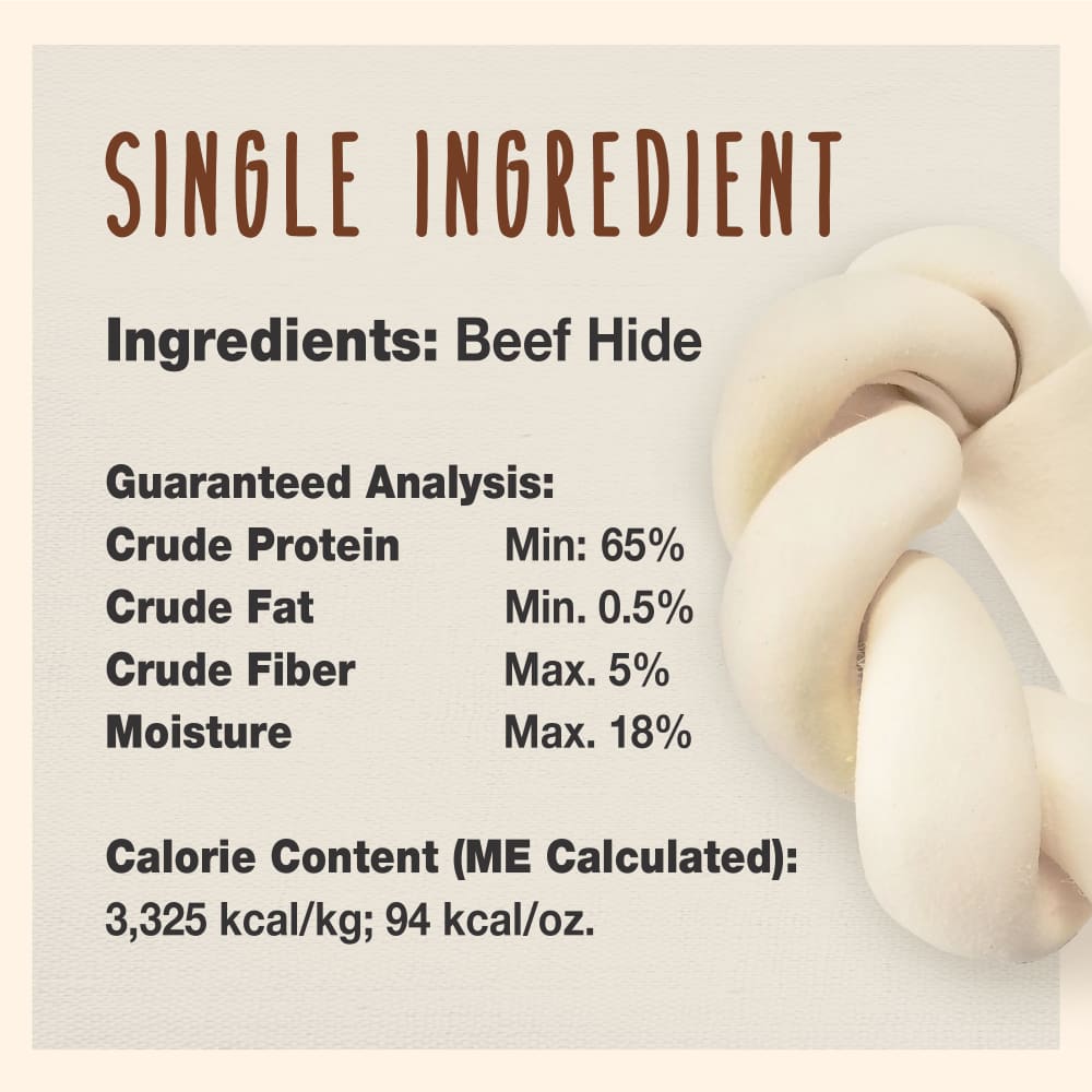 Ims 5in Braided Rawhide Donut ingredients