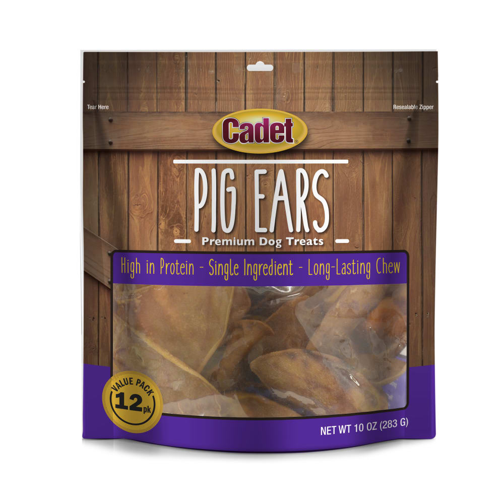 Front view of Cadet Pig Ears 12ct Inpackage
