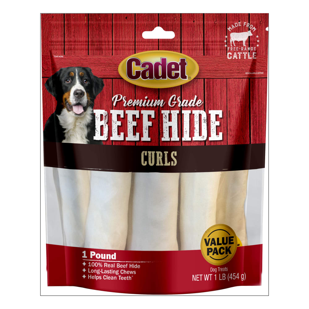Front view of Cadet Rawhide Lb Curl Natural in packaging