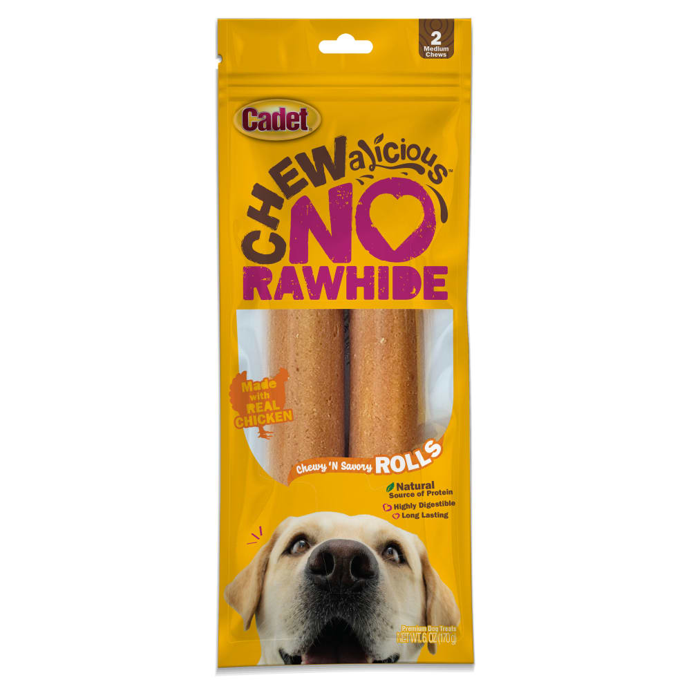 Front view of Ims Chewalicious Savory Chicken Rolls 2pk in packaging