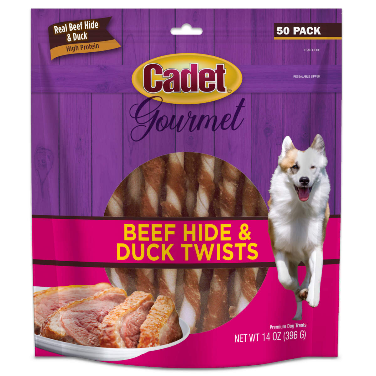 Cadet Premium Gourmet Beef Hide Duck Dog Twist Sticks Cadet Pet